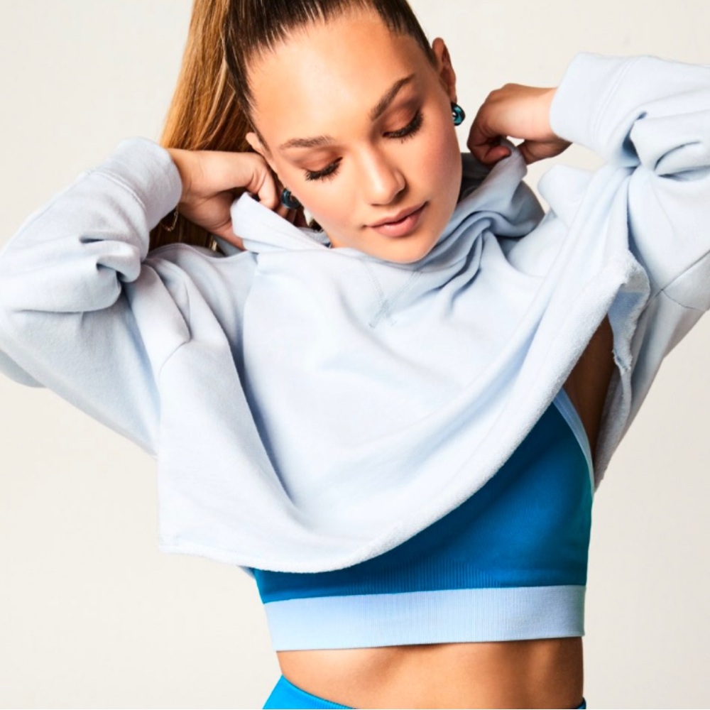 Fabletics x Maddie Ziegler Collab Blue Halter Sports bra